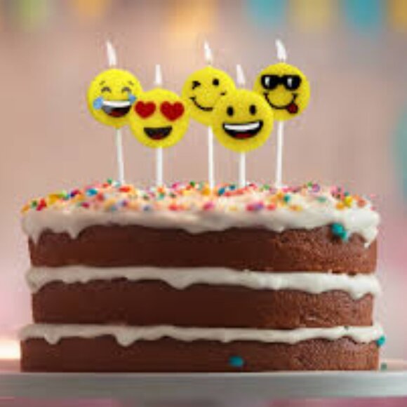 NEW 12 Emoji Candles Birthday Party Supplies Decor NIP Candle Cake Topper Happy - Picture 5 of 8